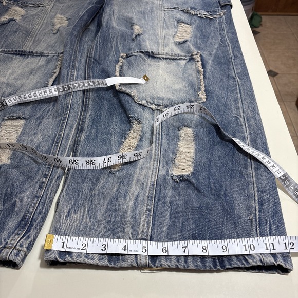 NWT boohooMAN Jeans Sz 46 Button Fly Plus Relaxed Rigid Ripped Carpenter Cargo - Picture 14 of 15